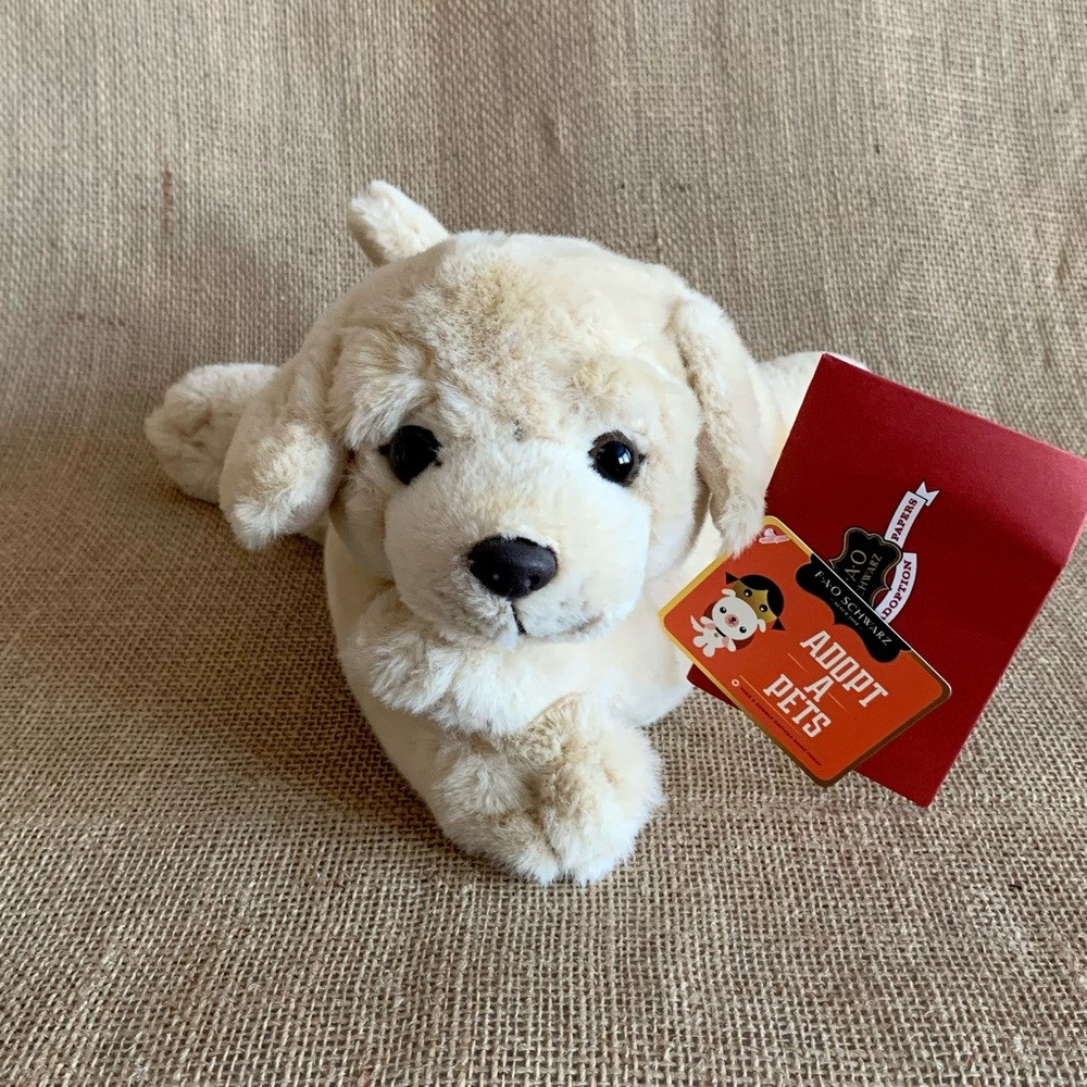 FAO SCHWARZ Stuffed Animal Adopt a Pet Dog Labrador Cream Color